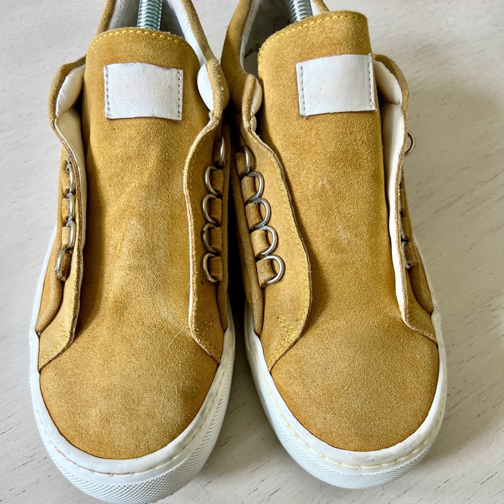Zara Basic Collection Mustard Yellow Suede Athletic Sneakers -Size 8.5